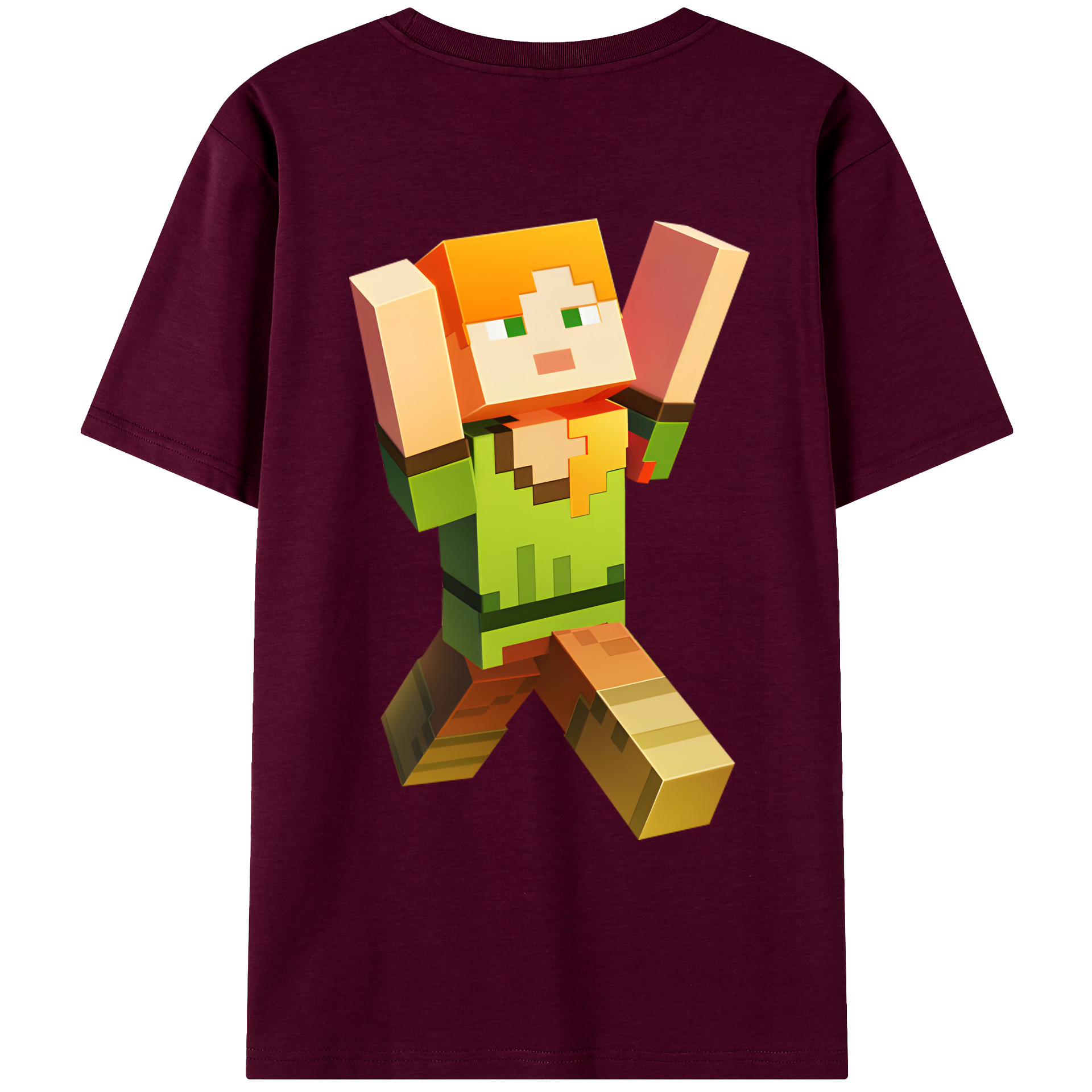 （画像用） マインクラフト ブロックの世界 Minecraft MC Block world レディース半袖Tシャツ(バックプリント)